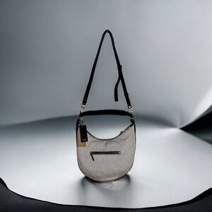 Margot Crossbody Houndstooth‎ Black Cream Leather & Fabric Bag NWT